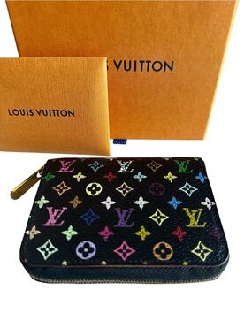 Louis Vuitton Takashi Murakami Multicolore Zippy Purse Coin Black Grenade TS1131